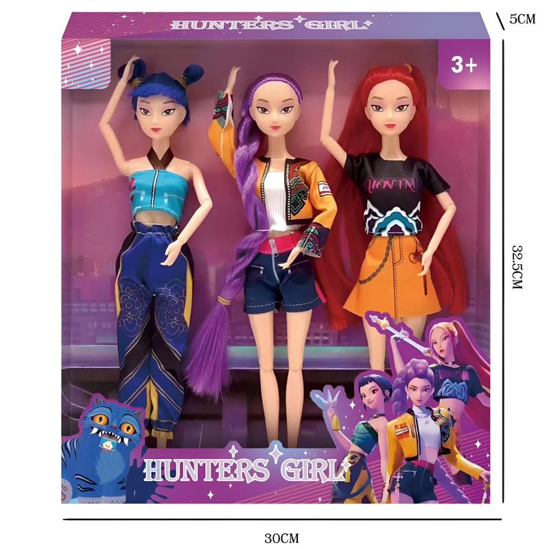 Gift For Valentines K-pop Demon Hunters Anime action figure doll 11.5 inches–12 Joint Movable Anime-Rumi, Mira and Zoey, Anime-Inspired Collectible Dolls, Mystery Box Merch Gift for Fans & Kids-desk display-Kpop Idol Merch Collectibles Playable theme song