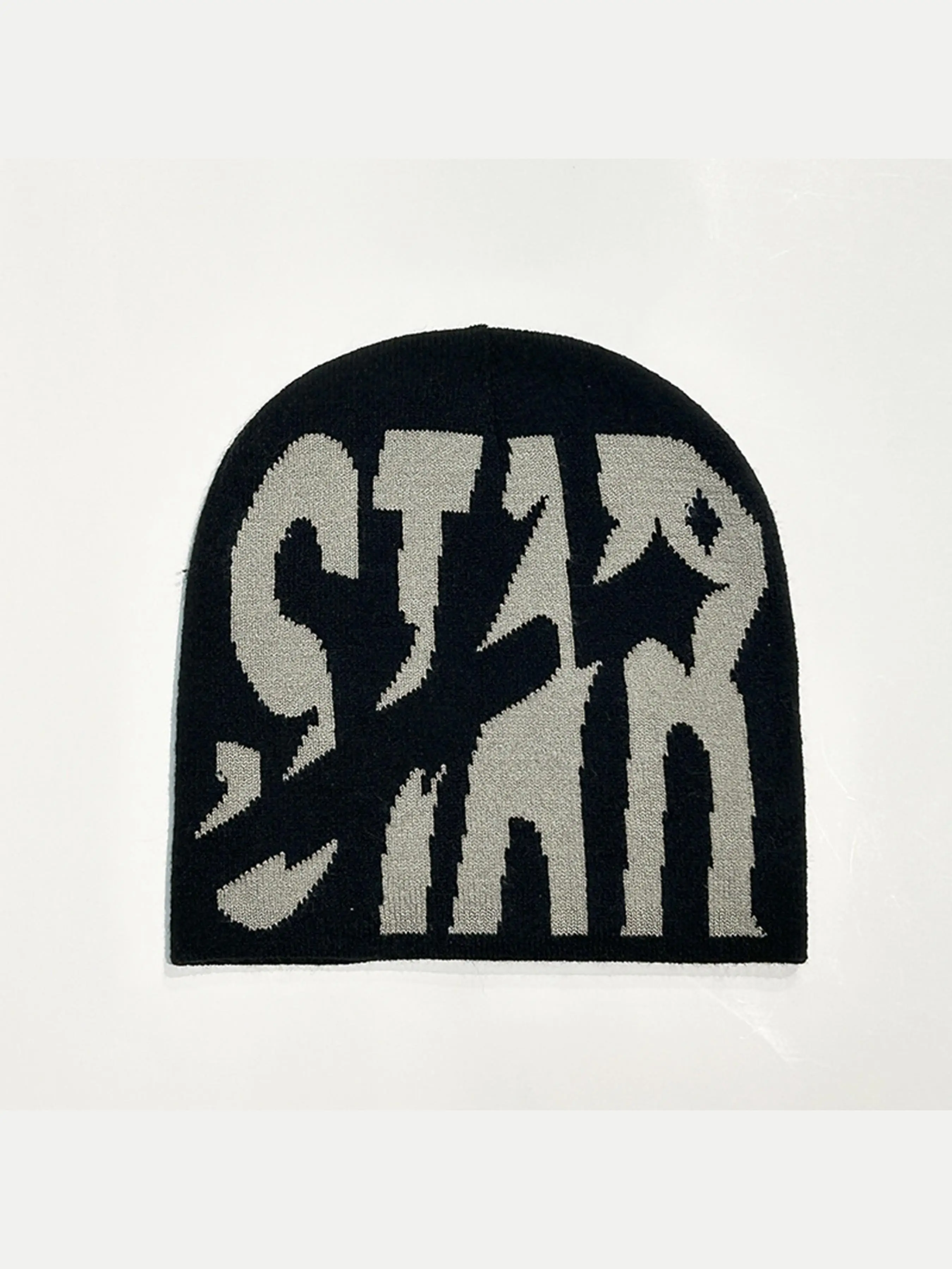 Star Letter Knit Beanie, Hip Hop Street Skull Hat, Retro Star Print Warm Knit Skull Hat, Casual Hip Hop No Brim Beanie, Multi-Color Star Pattern, Vintage Fashion Hat, Cozy Beanie, Knitted Hat