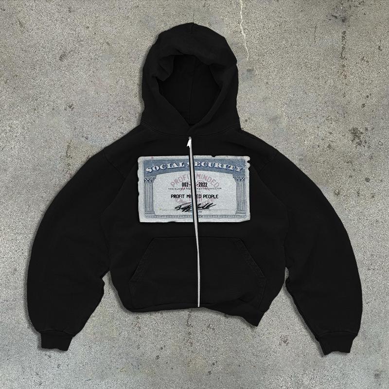 NewEuropean and American Style Street Money Pattern Printed Hoodie Unisex Loose Zipper Sweatshirt_outdoor sport