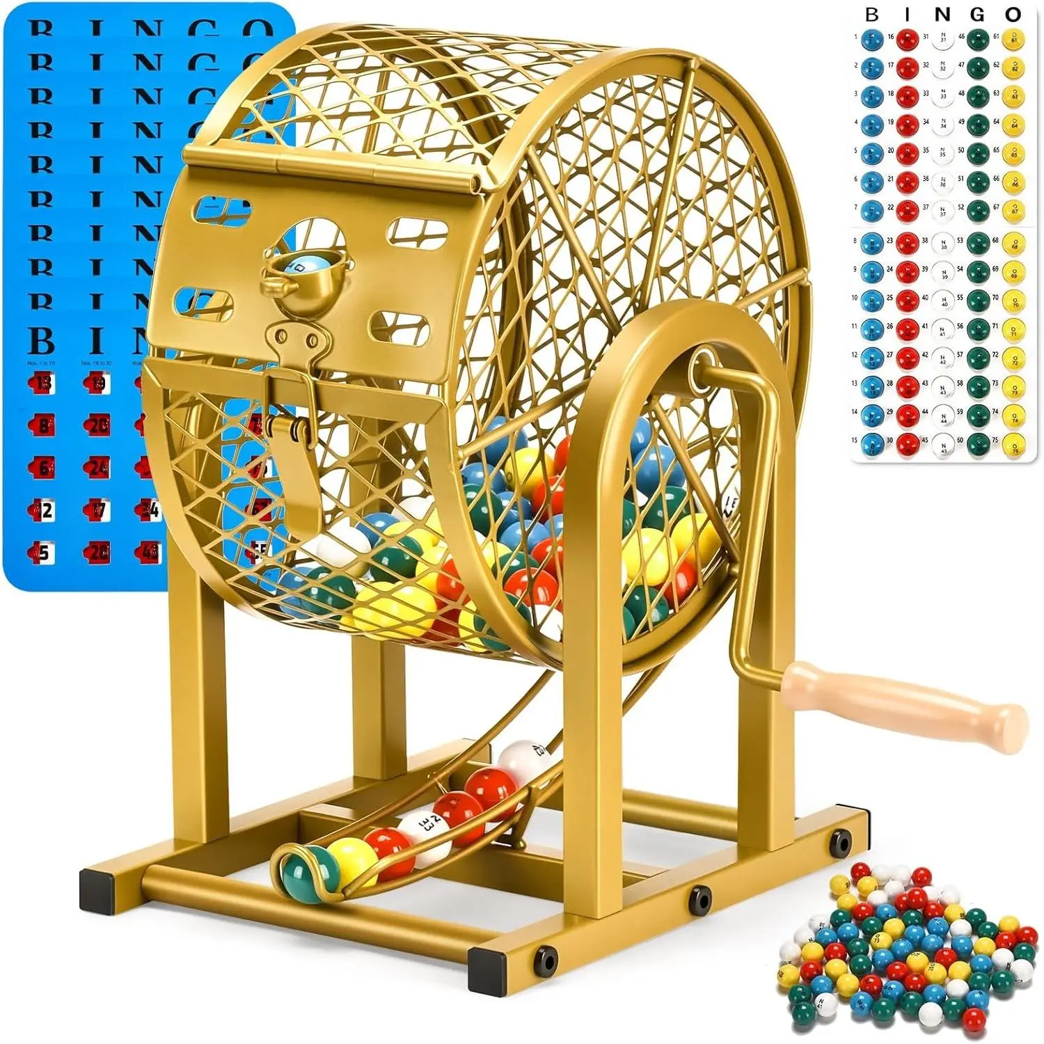 12" Bingo Game Set, 10 Reusable Bingo Cards with Sliding Windows Bingo Sets, High-Definition Printed Bingo Balls with Cage & Storage Bag for Adults Large Group Family Parties Game Night