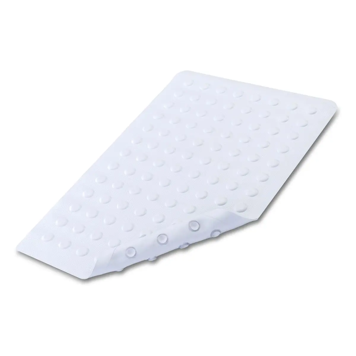 White Rubber Bath Safety Mat - 14x22 in, 100 Suction Cups for Slip-Resistance, Machine Washable for Tubs and Showers