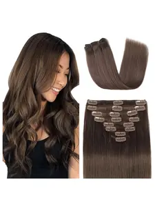 Clip in Straight Human Hair Extensions for Women 14–28 Inch 100g 8Pcs 18 Clips 1B/4/4-27/613 Seamless Lightweight Soft Natural Look Beginner Friendly Easy Install Hair Natural Black, Dark Brown,Highlight Ombre Honey Blonde