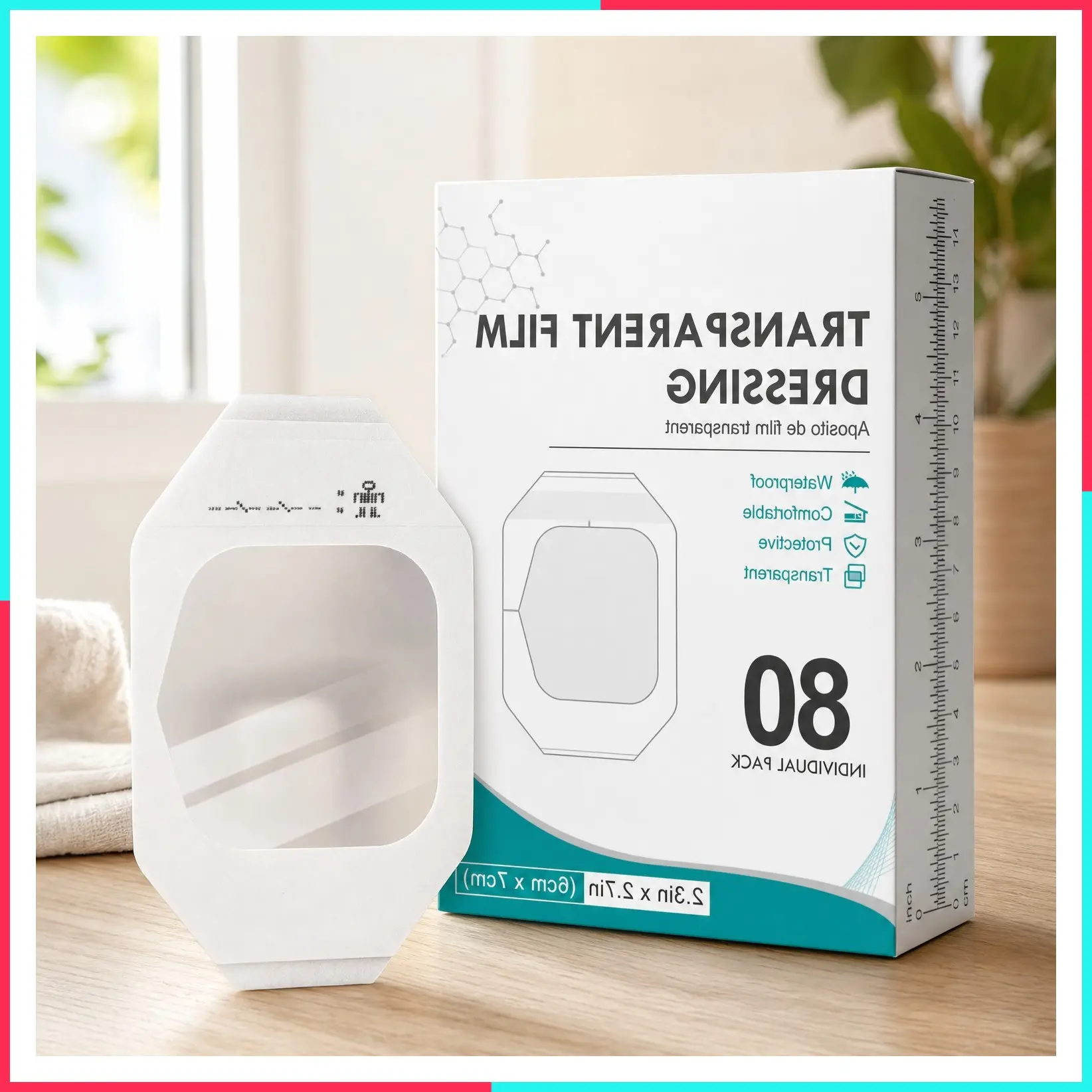 80 Packs Transparent Film Dressing 2.375" x 2.75" - Waterproof Adhesive Bandages for Swimming, Showering, Wounds, Post-Surgical Shower or IV Shield, Tattoo Aftercare, Scar Therapy