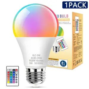 Kasotile RGB LED Bulb with Remote, E27/e26 Base, 16 Colors, 4 Modes, Dimmable, 9w/15w, Indoor Holiday Lighting, Bedroom, Living Room, Led Bedroom Lights