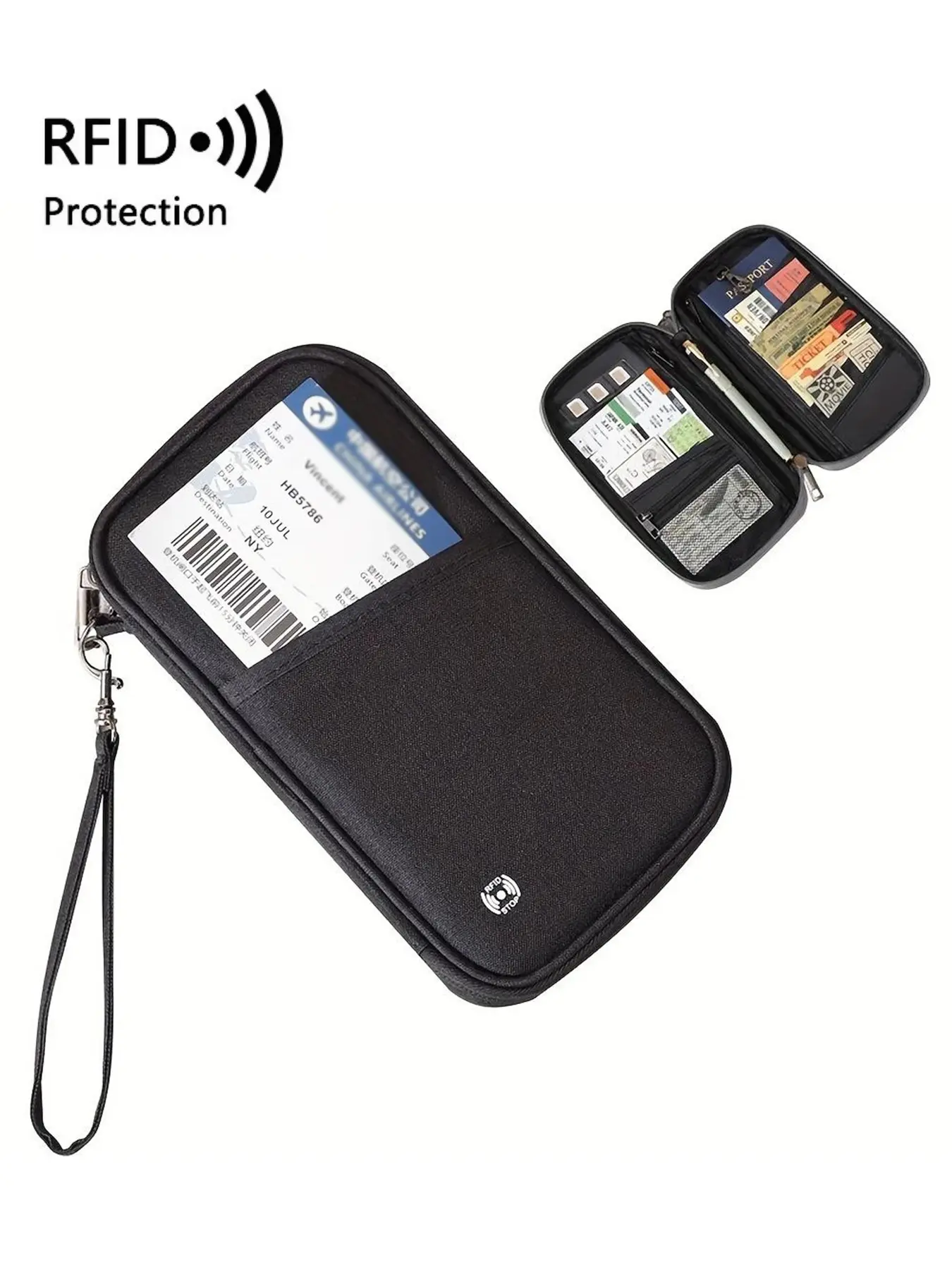Family Rfid Anti-Theft Passport Wallet, Waterproof Travel with Card Slots, Document Organizer, Unisex Travel Anti-Theft Accessory, Passport Protector