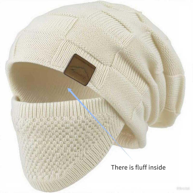 Warm Knitted Hat and Mask Set-Winter Loose Beanie, Light and Warm Ear, Neck and Cheek Cover, Suitable for Cold Weather Outdoor Sports, Snow Sports Accessories, Breathable Material, Fit Design
