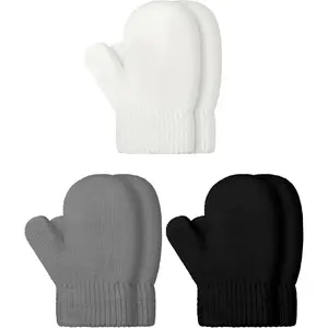 3 Pairs Toddler Magic Stretch Mittens Little Girls Soft Knit Mitten Baby Boys Winter Knitted Gloves New model