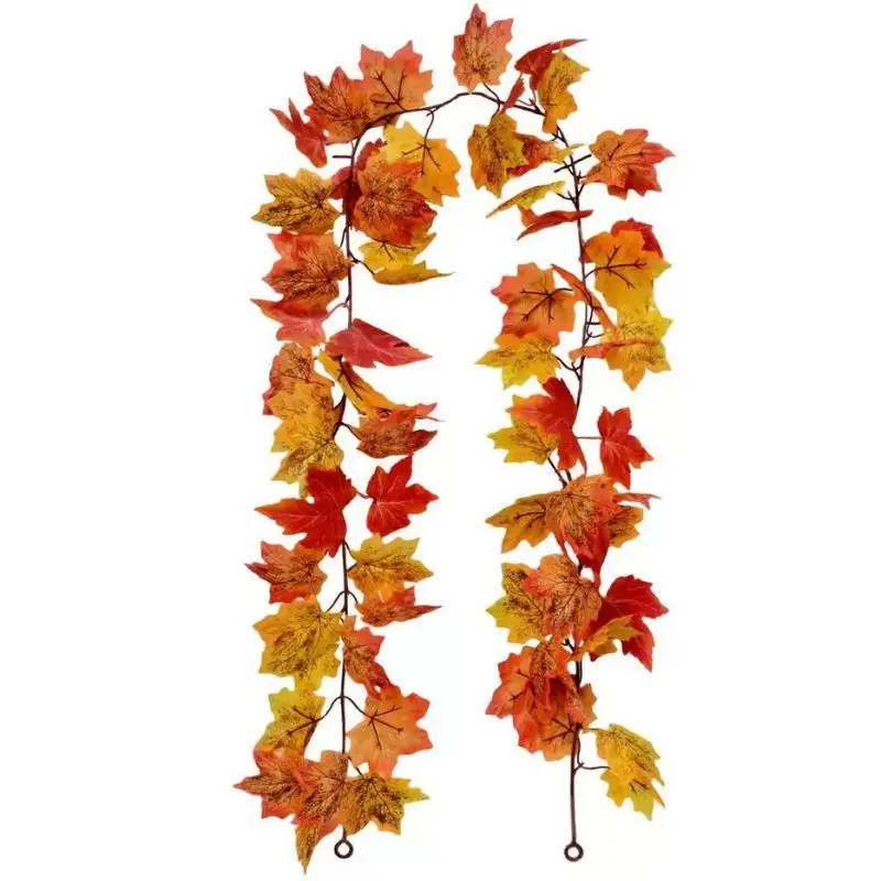 70.8-inch Artificial Maple Leaf Garland - Precise autumn red, orange, and yellow-green colors - Synthetic autumn leaf vines, suitable for Thanksgiving, Halloween, and wedding decorations - No electricity required, indoor/outdoor autumn home and garden