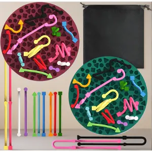 2PCS Sensory Activity Board, Stress Relief Silicone Quiet Toddler Sensory Toy, ADHD & Autism Sensory Toys for Kids & Adults |   Includes Portable Travel Bag & 24 Strings