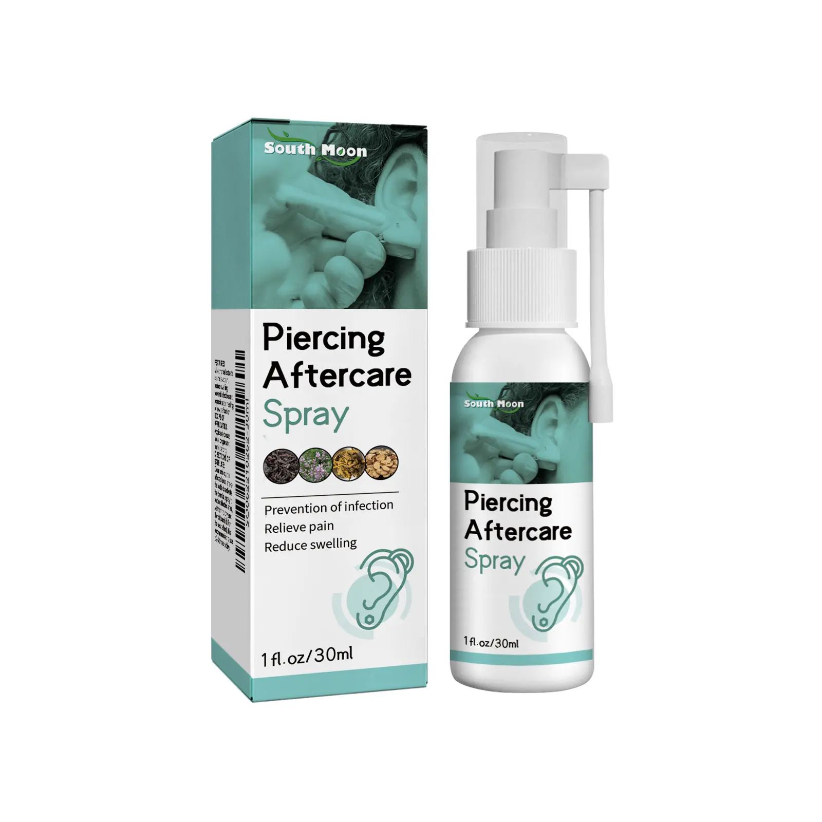 South Moon Ear Hole Care Spray: Gentle Cleansing For Ear Holes, Removing Dirt Behind The Ears, Moisturizing And Hydrating, Portable For Easy Maintenance.