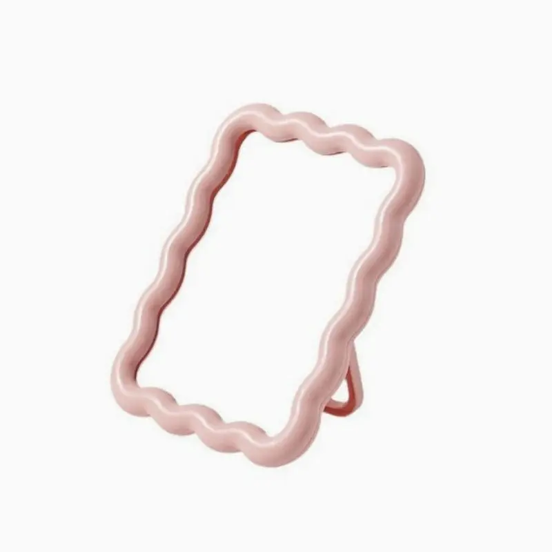 Cute Cream-Style Wavy Makeup Vanity Mirror – Desktop/Wall-Mountable, Trendy for Student Dorms & Offices