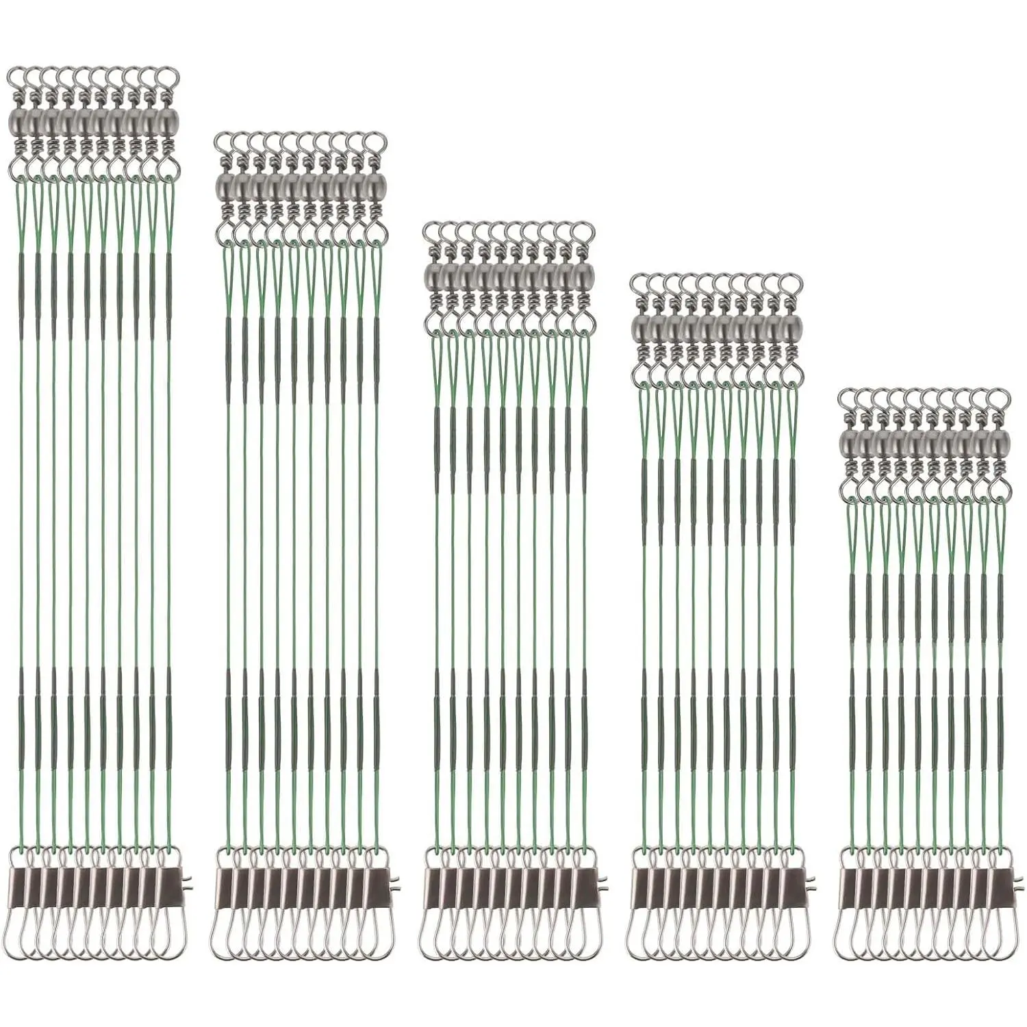 50 count Fishing Leaders, Stainless Steel Fishing Leaders with snap and Swivel, Anti-bite Stainless Steel Wire Leaders Fishing Leader Line for Fishing Rigs Saltwater and Freshwater