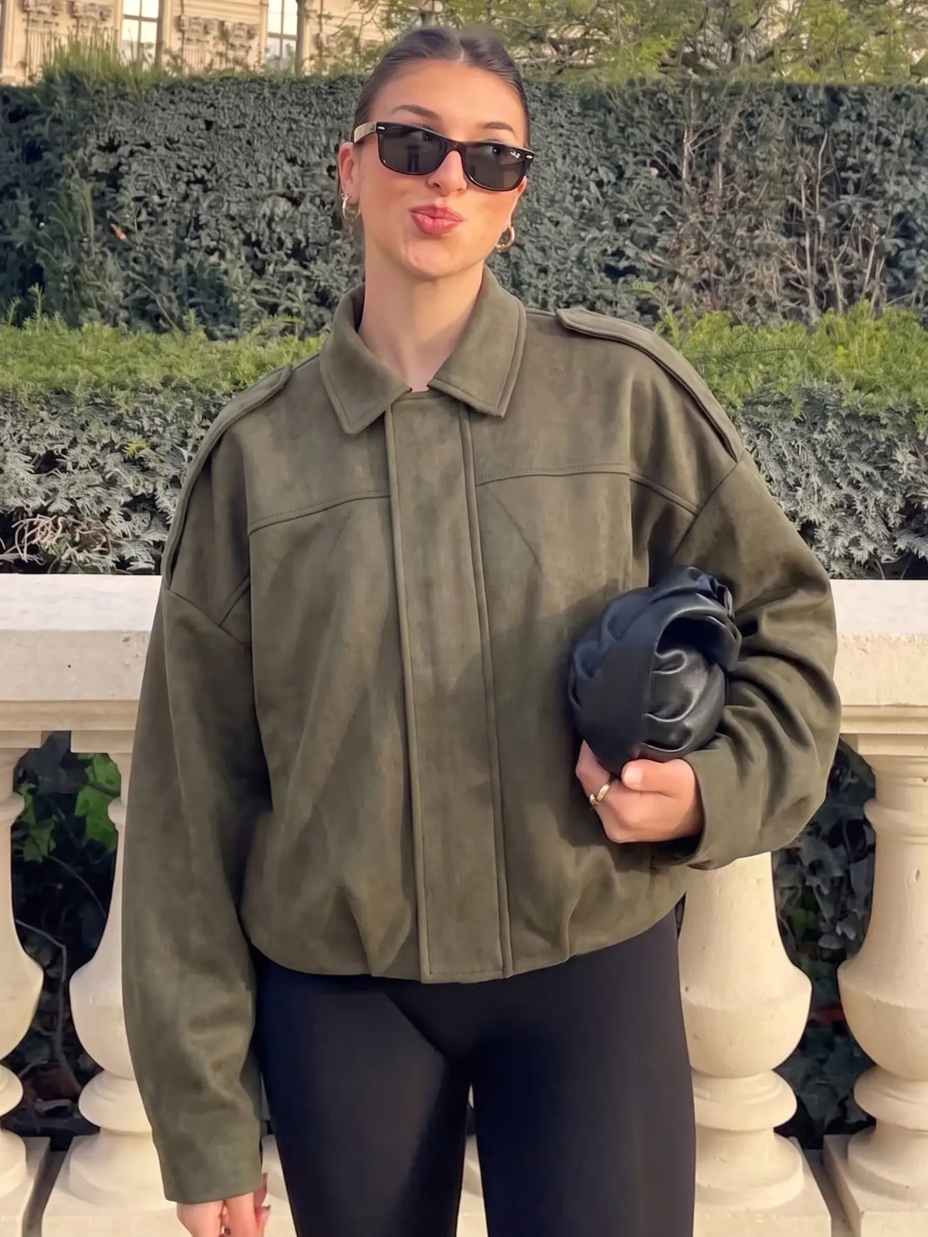 Women's Solid Color Casual Retro Loose Fit Drop Shoulder Zipper Suede Jacket, Fall Winter Women's Jacket, Suitable for Daily Commute, School, Light Social Events