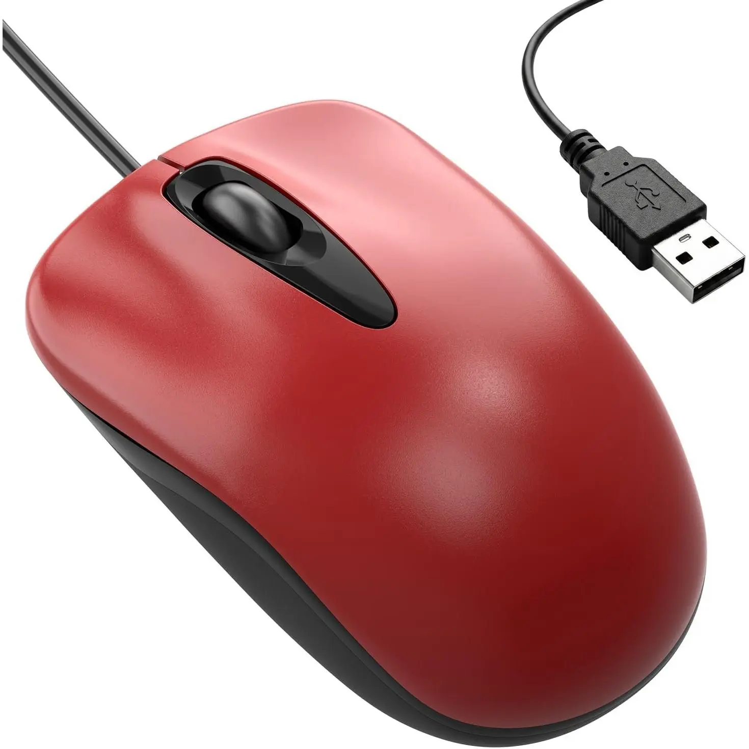 Wired , 1200 DPI Optical  ,  Ambidextrous  for Laptop PC Desktop, Plug and Play-Black