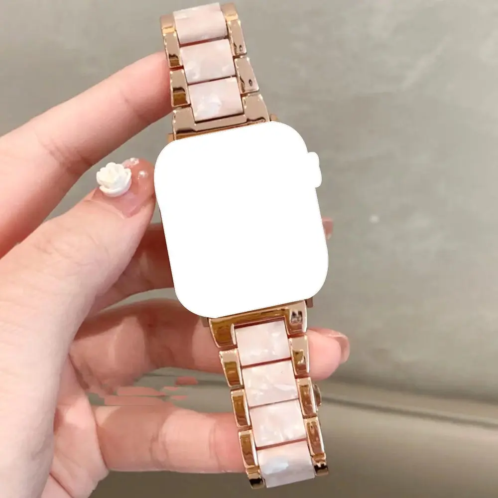 Metal Resin Band for Apple Watch Series 11/10/9/8/7/se/6/5/4, Dual Color Strap for Iwatch Ultra 49mm 46mm 45mm 44mm 42mm 41mm 40mm Smart Watch Accessories, Smart Watch Straps Smartwatch Strap Wearable Accessory