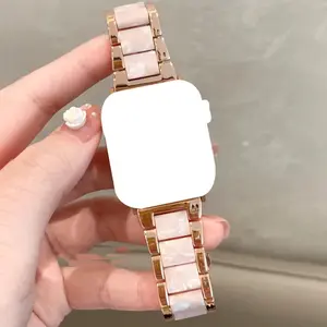 Metal Resin Band for Apple Watch Series 11/10/9/8/7/se/6/5/4, Dual Color Strap for Iwatch Ultra 49mm 46mm 45mm 44mm 42mm 41mm 40mm Smart Watch Accessories, Smart Watch Straps Smartwatch Strap Wearable Accessory