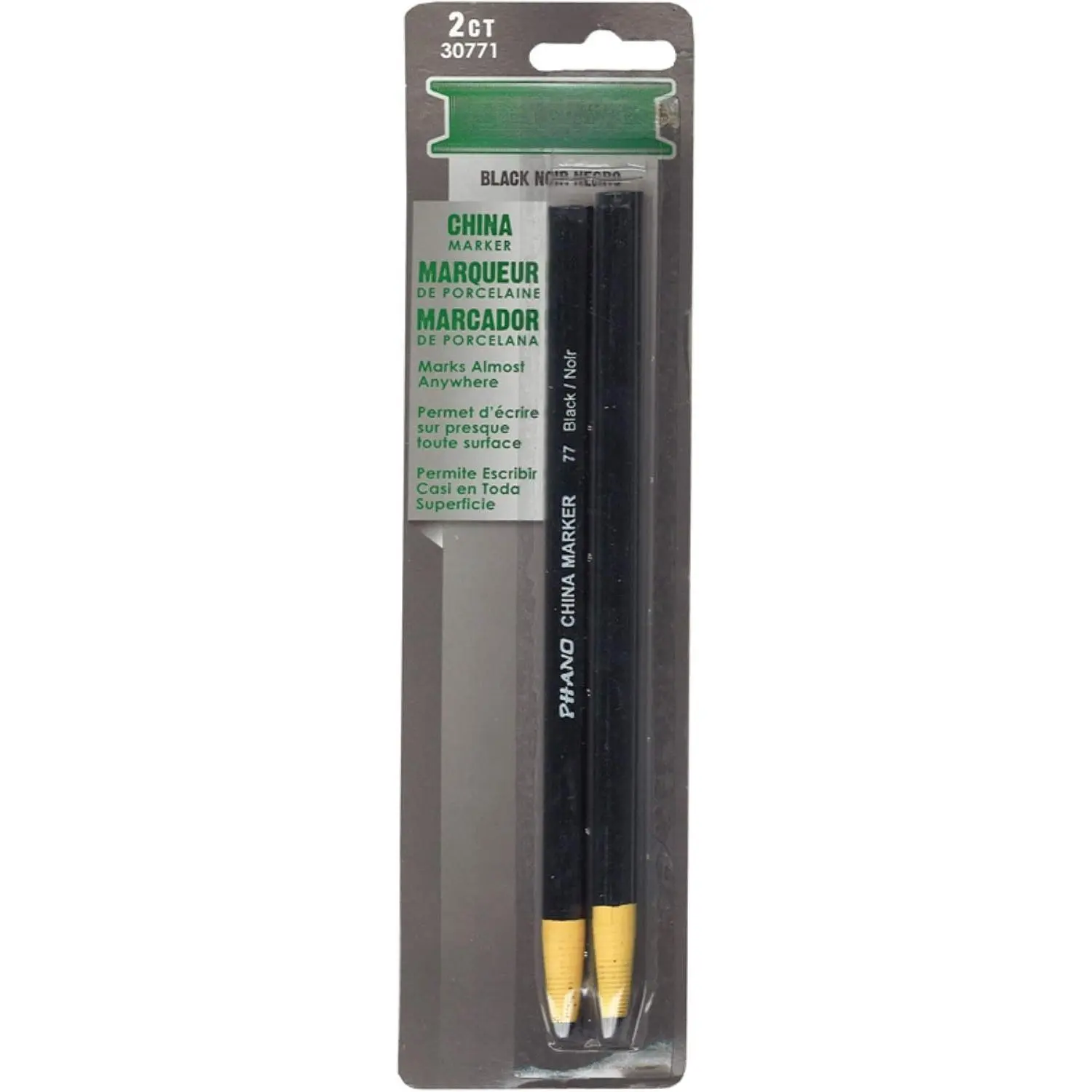 Industrial Phano Peel-Off  Markers Pencils, Black, 2-Pack (30771)