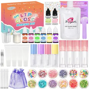 DIY Lip Gloss Making Kit - All-in-One to Make Your Own Lip Care Gloss Set with Clear Base, Pigments, Glitter, Tubes, Fun Creative Gift for Women Girls Makeup Lovers in Christmas Birthdays