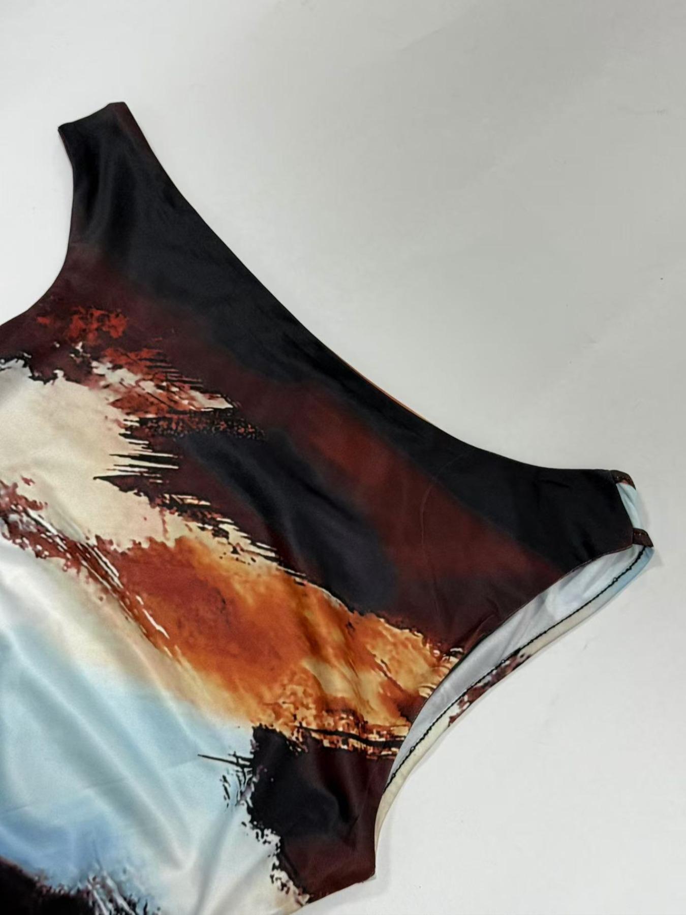 Women's Graphic Print Crop Top & Bodycon Skirt Two-piece Set, Elegant Fashion Casual Top & Skirt for Daily Outdoor Wear, Women's Clothing for Spring & Fall