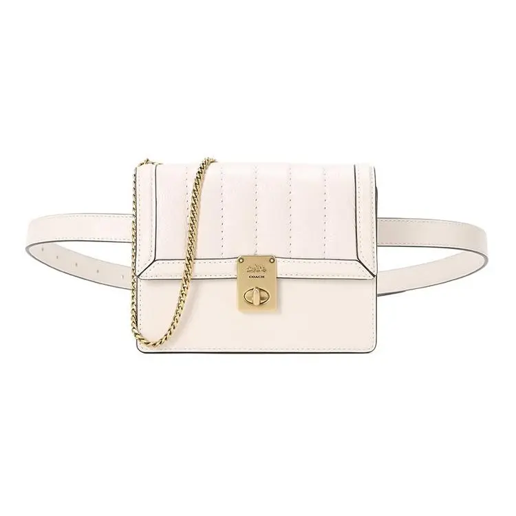COACH Hutton 16 Multi-Functional Chain Leather Mini Crossbody Bag for Women – White