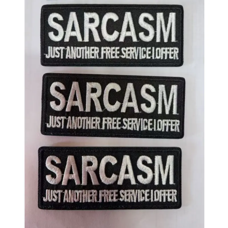 3Pcs Sarcasm Funny Quote Embroidered Patches | "Just Another Free Service I Offer" Iron-On Sew-On Badge for Jackets Backpacks Hats