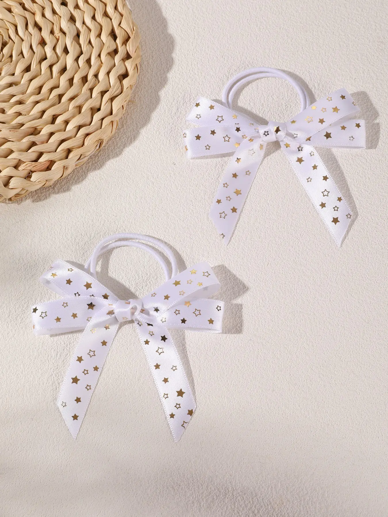 2/4 Pcs Star Bow Scrunchies, Ballet Style Long Ribbon High Elastic Hair Ties, Casual All-Season Hair Accessories