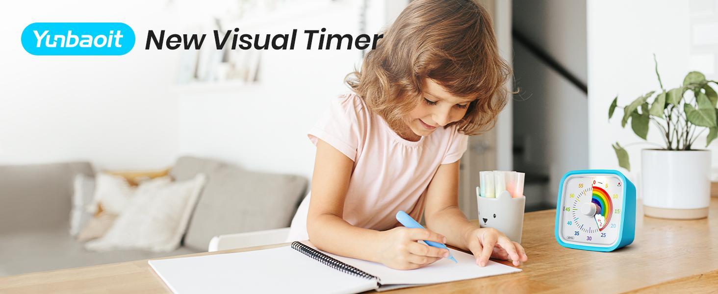 Yunbaoit Visual Timer with Protective Case, Digital Timer, 60 Minute Countdown Tool for Kids and Adults, Silent Low Battery Reminder for Effective Time Management