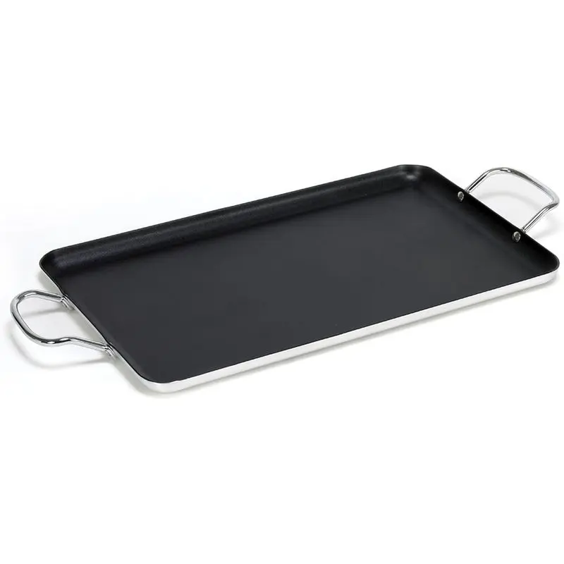 20 Inch Double Burner Griddle Nonstick Stovetop Flat Pan with Dual Handles for Pancakes Eggs Bacon Burgers Breakfast Brunch and Family Cooking