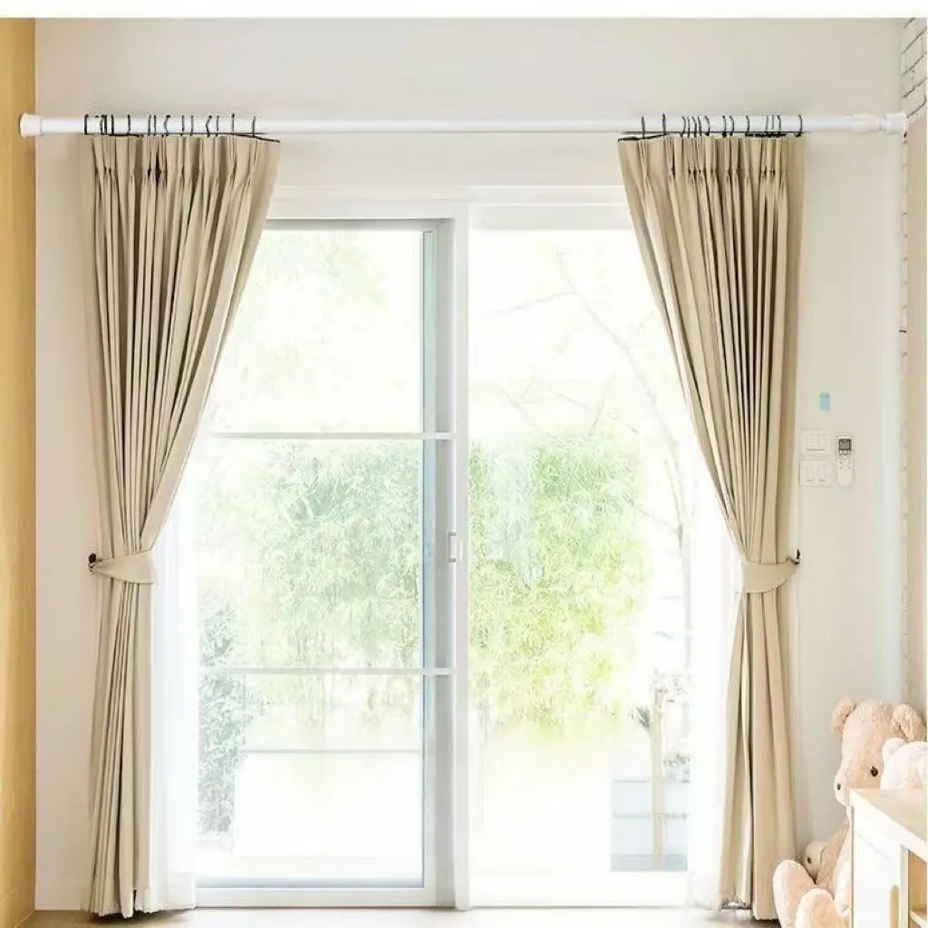 Adjustable Curtain Rod, 1.3cm Diameter, 40-70cm, No Drilling, Spring Mechanism, /, for Windows, Doors, Bathrooms, Closets, Curtain Rod Tension