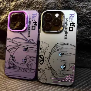 Anime Cute Rem Emilia PC Hard Phone Case For iPhone 17 Promax 17E 16 Plus 15 14 13 12 11 Pro 17Air & Samsung Galaxy S26 Ultra S25 S24 S23 S22 Plus FE Anti-fall Transparent TPU Shockproof Protective Cover
