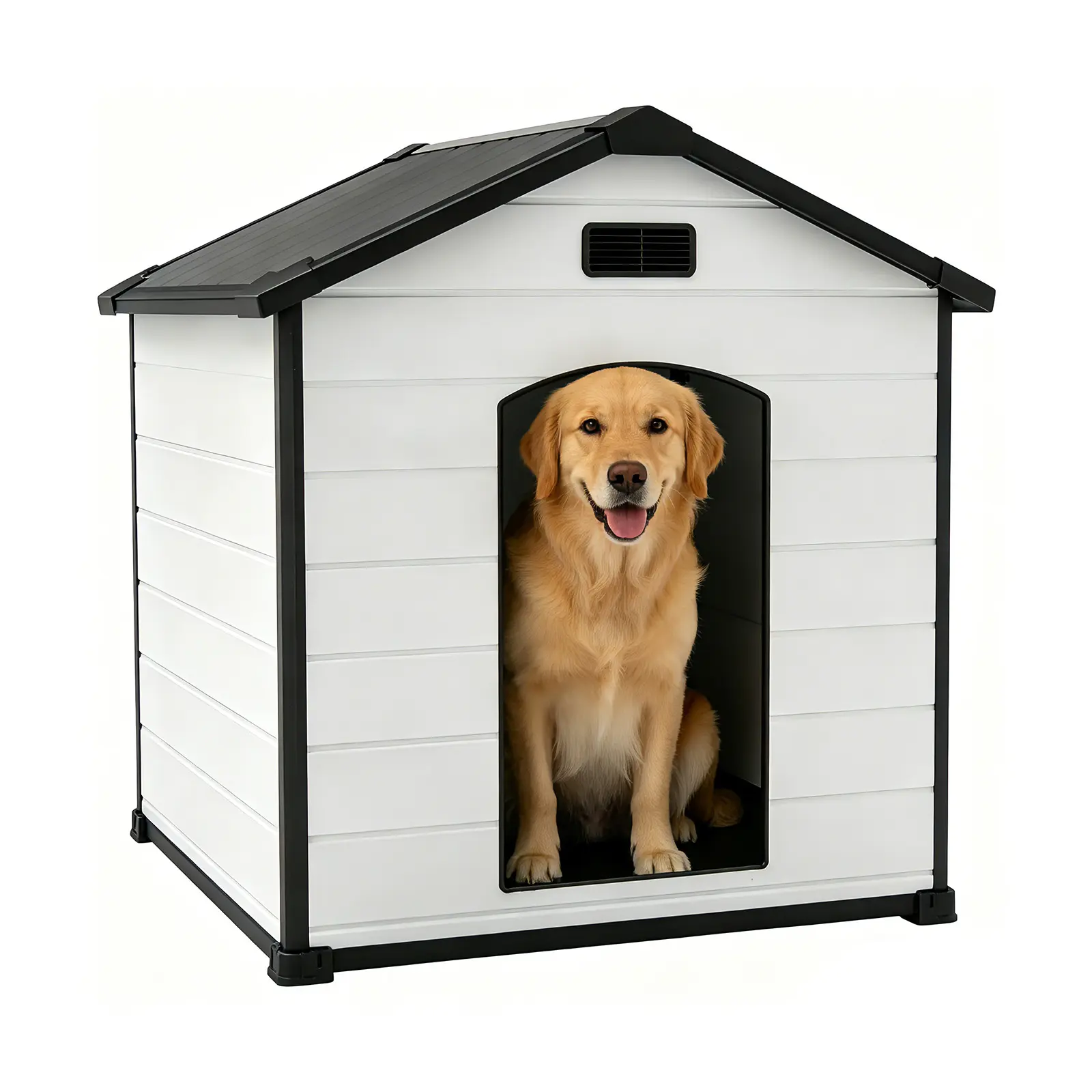 Waterproof Insulated Dog House – Durable Plastic Kennel, Removable Roof, Air Vents, Easy-to-Clean Design – For Small, Medium & Large Dogs – Indoor/Outdoor