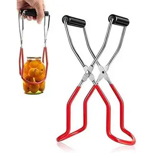 Canning Jar Lifter Tongs, Stainless Steel Jar Lifter with Rubber Grips - for Slip Wide-Mouth Clip for Kitchen Restaurant