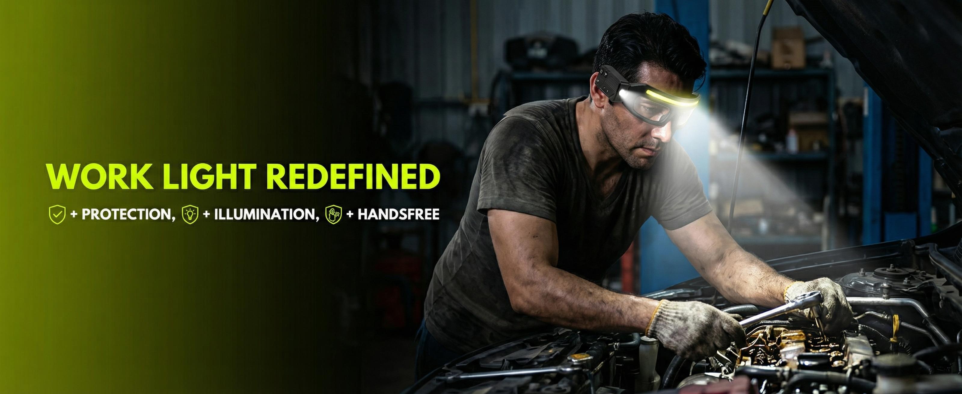 LED Lighted Safety Glasses, USB-C Rechargeable Headlamp Glasses with Motion Sensor & Touch Control, 5 Lighting Modes, Hands-Free Glasses for Night Running, Camping, Fishing & Work (Yellow) LED Lighted Safety Glasses, USB-C Rechargeable Headlamp Glasses with Motion Sensor & Touch Control, 5 Lighting Modes, Hands-Free Glasses for Night Running, Camping, Fishing & Work (Yellow)