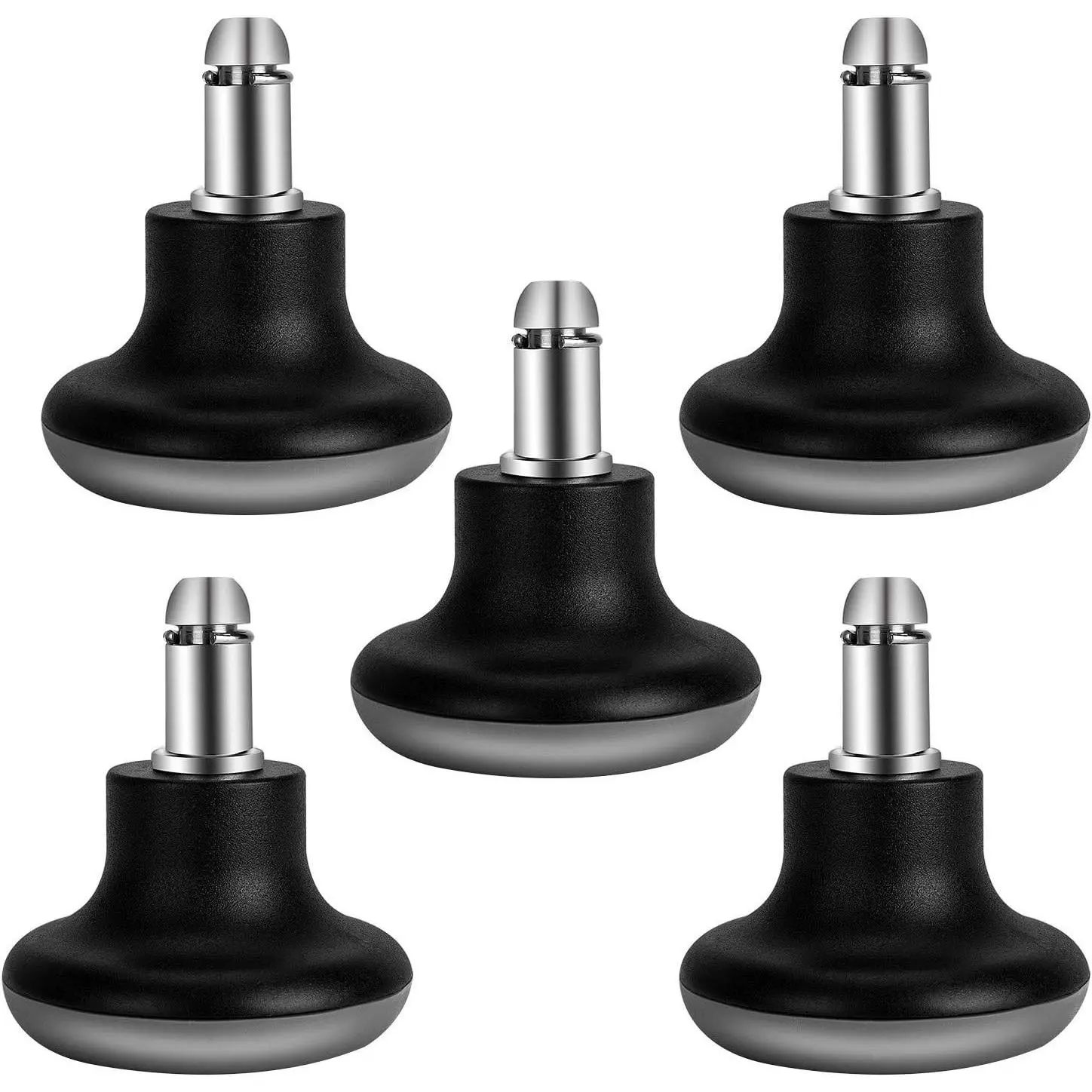 Glides Replacement Office Chair Feet Swivel Caster Wheels to Fixed Stationary Castors, Short Profile with Separate Self Adhesive Felt Pads Black 5pcs