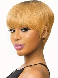 8-inch natural black-gold elf short hair, 100% real human hair, heat-resistant, permable and dyeable, not easy to frizz. With a niche hairstyle design, it is perfect for holiday parties or as a gift, and also an excellent choice for daily wear.