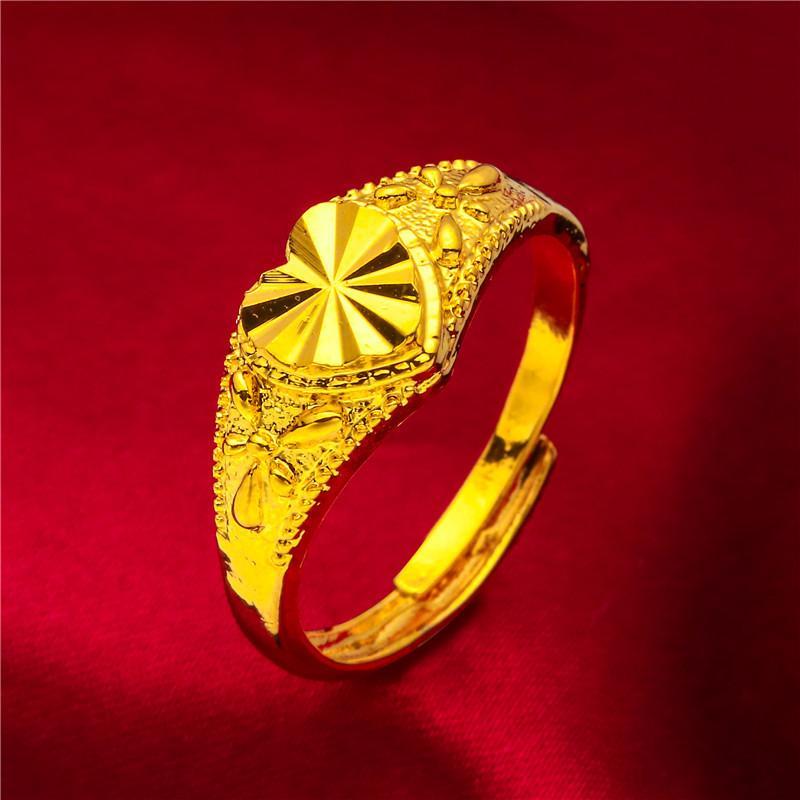 NEW Dubai Flower Gold Color Arab Rings For Women Resizable Ethiopia Wedding Jewelry African Party Gift Nigerian Jewellery