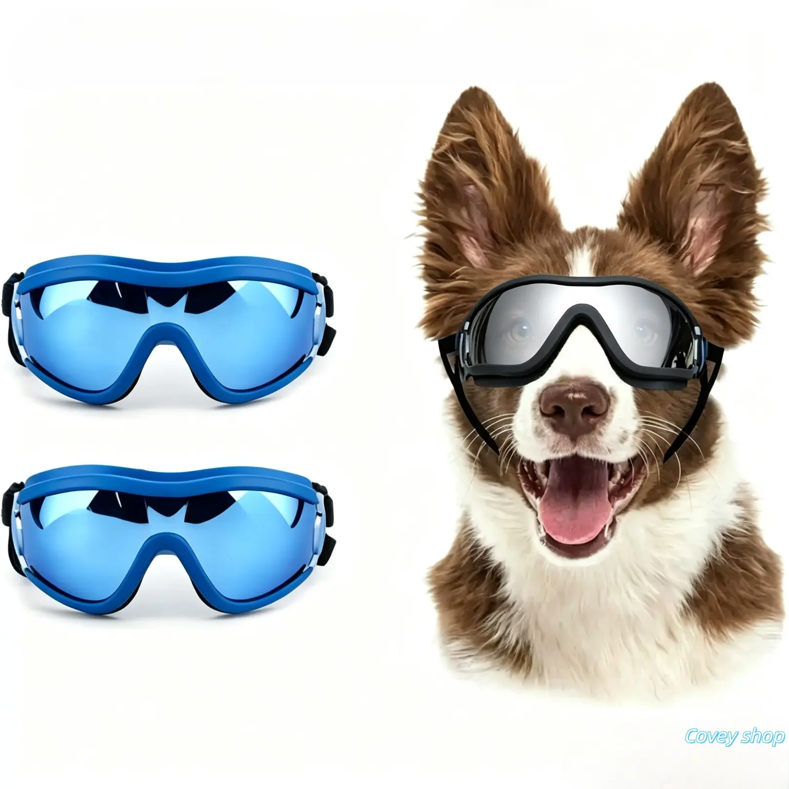UV Protection Dog Goggles with Flexible Strap, Windproof Seal Pet Eyewear for Medium-Large Dogs, Outdoor Travel, Adventure Trip Activities