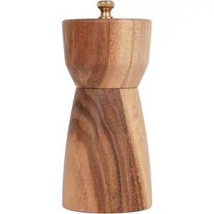 Adjustable Pepper Grinder Pepper Mill, Stainless Steel Acacia Wood, 14cm/5 inch Height, Bottom Dia 6cm/2.36 inch, Tray is NOT Included
