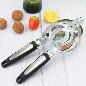 1 Pack Stainless Steel Can Opener and Bottle Opener, Multifunctional Jar Opener and Walnut Cracker, Kitchen Tool for Cans, Bottles and Nuts, Perfect for Parties, Travel and Outdoor Activities