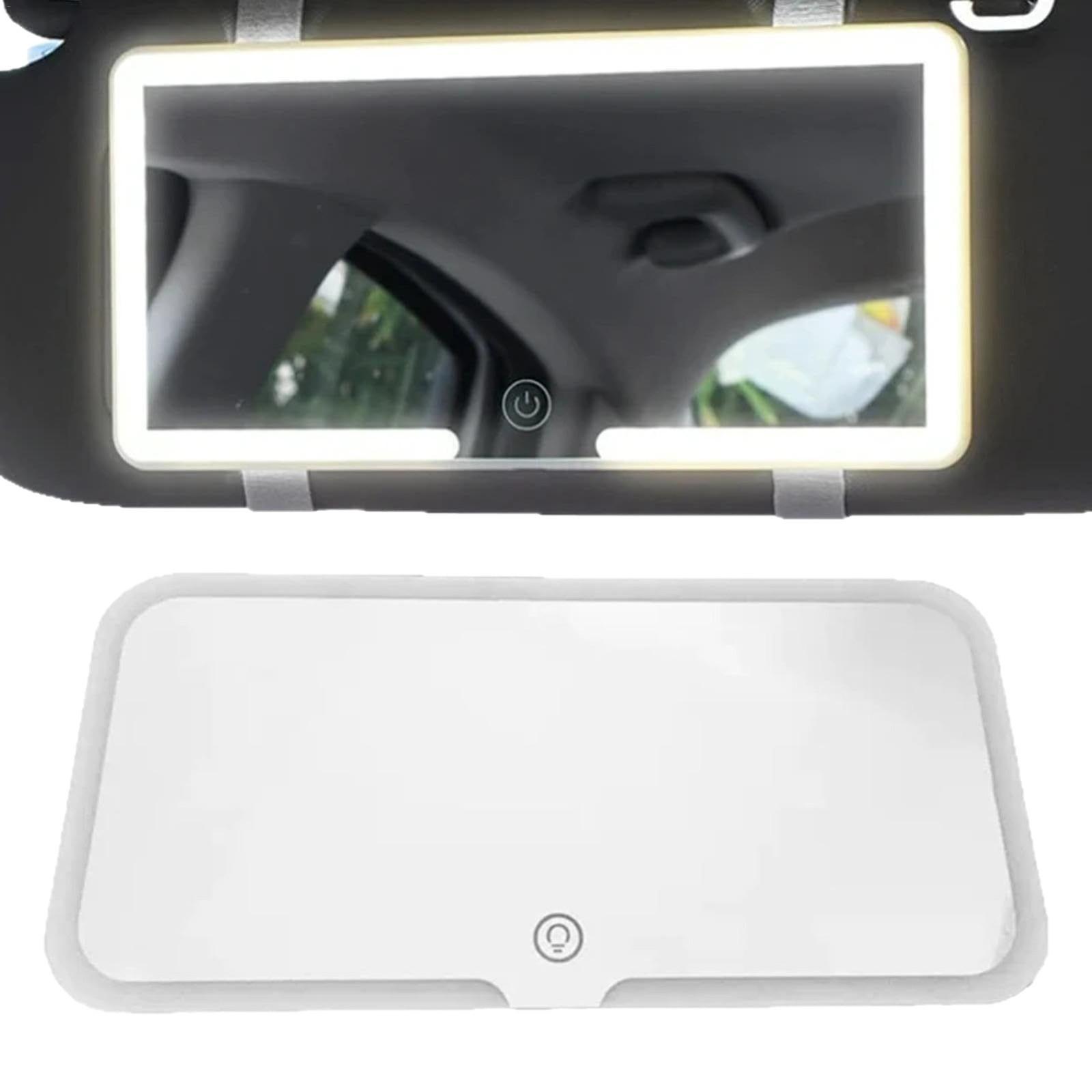 Car Visor Makeup Mirror with LED Touch Screen & Adjustable Brightness – HD Rechargeable Vanity Mirror, Girly Car Accessories for Women