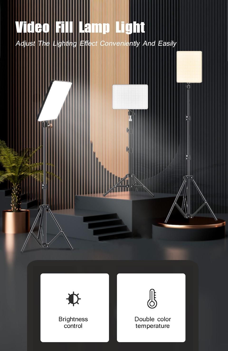 LED Video Light Kit with Adjustable 43.3" Tripod Stand and Phone Holder - USB-Powered On-Camera Lighting for Content Creation, Non-Waterproof, Versatile Use, No Battery Required