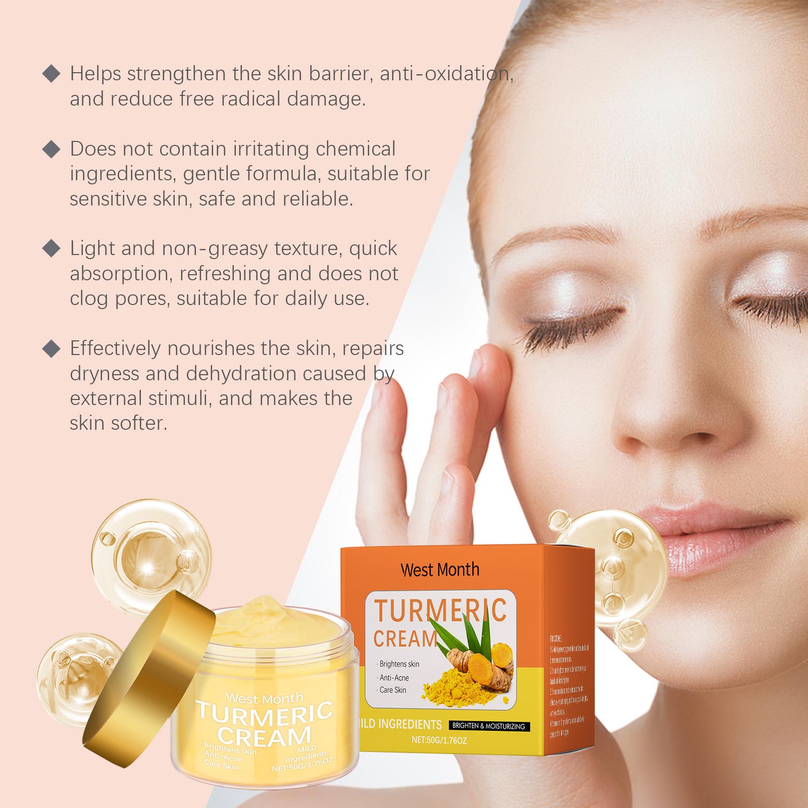West Month Turmeric Moisturizing Face Cream, Brightening, Hydrating, Nourishing And Moisturizing Skin Daily Gentle Care