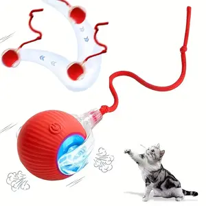 One cat toy ball with a tail rope, intelligent rolling ball, automatic cat toy, self-entertaining and entertaining, smart cat teaser, energy-consuming ball, electric dog teaser.