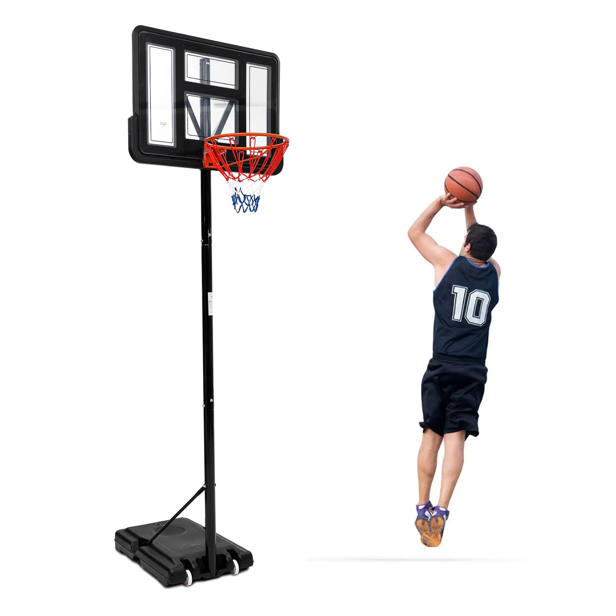 GARVEE Portable Basketball Hoop Adjustable 5.2 to 10FT Height with 44 Inch Outdoor Goal System Suitable for Teens and Adults