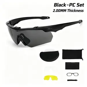3 Lens Set Protective Goggles, Outdoor Cycling Sports Tactical Bulletproof Eyewear, Real Shooting Sniper Glasses, Gear Protection