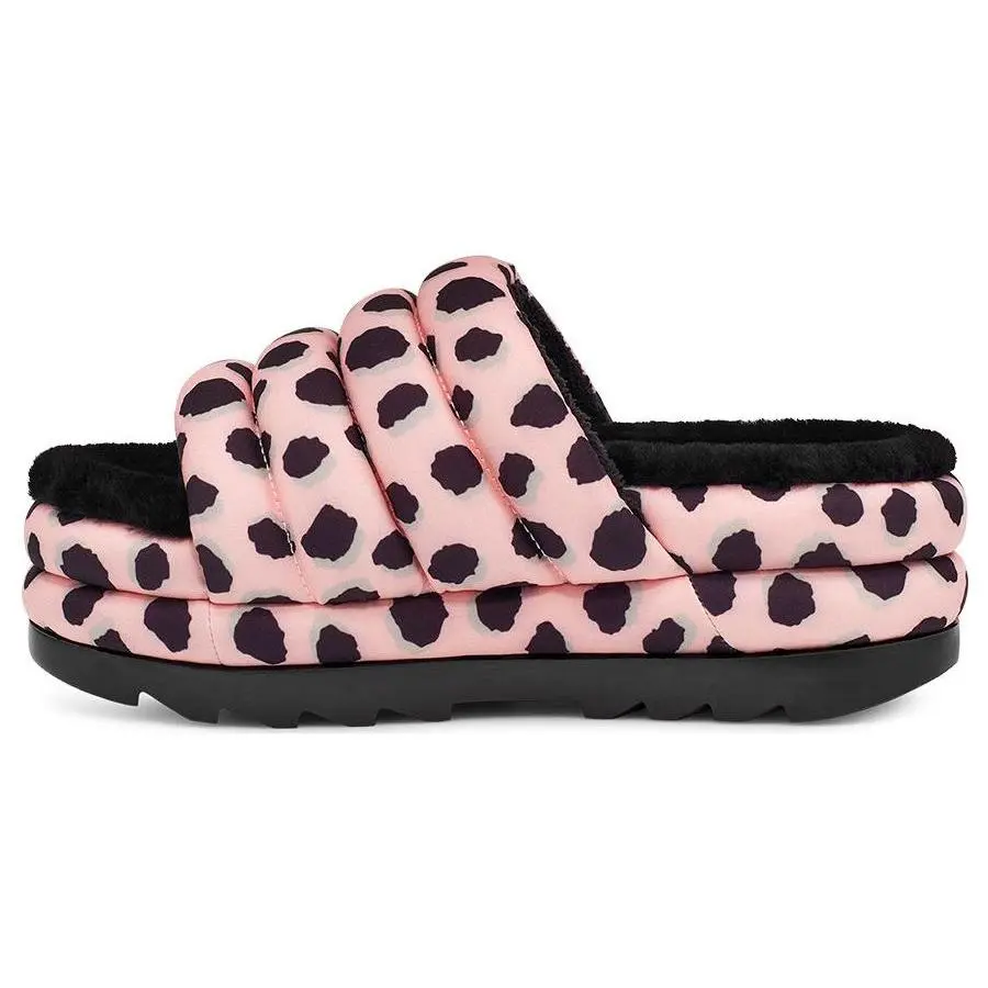 UGG Fluff Into Puff Fabric Leopard Print Thick Sole Fashion Sandals 1127074-PSLP