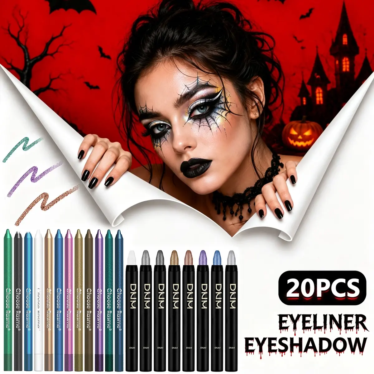 20pcs Eye Shadow Sticks and Eyeliner Pencils, Halloween Makeup Set, Perfect for Festive Looks, Essential Beauty Tools