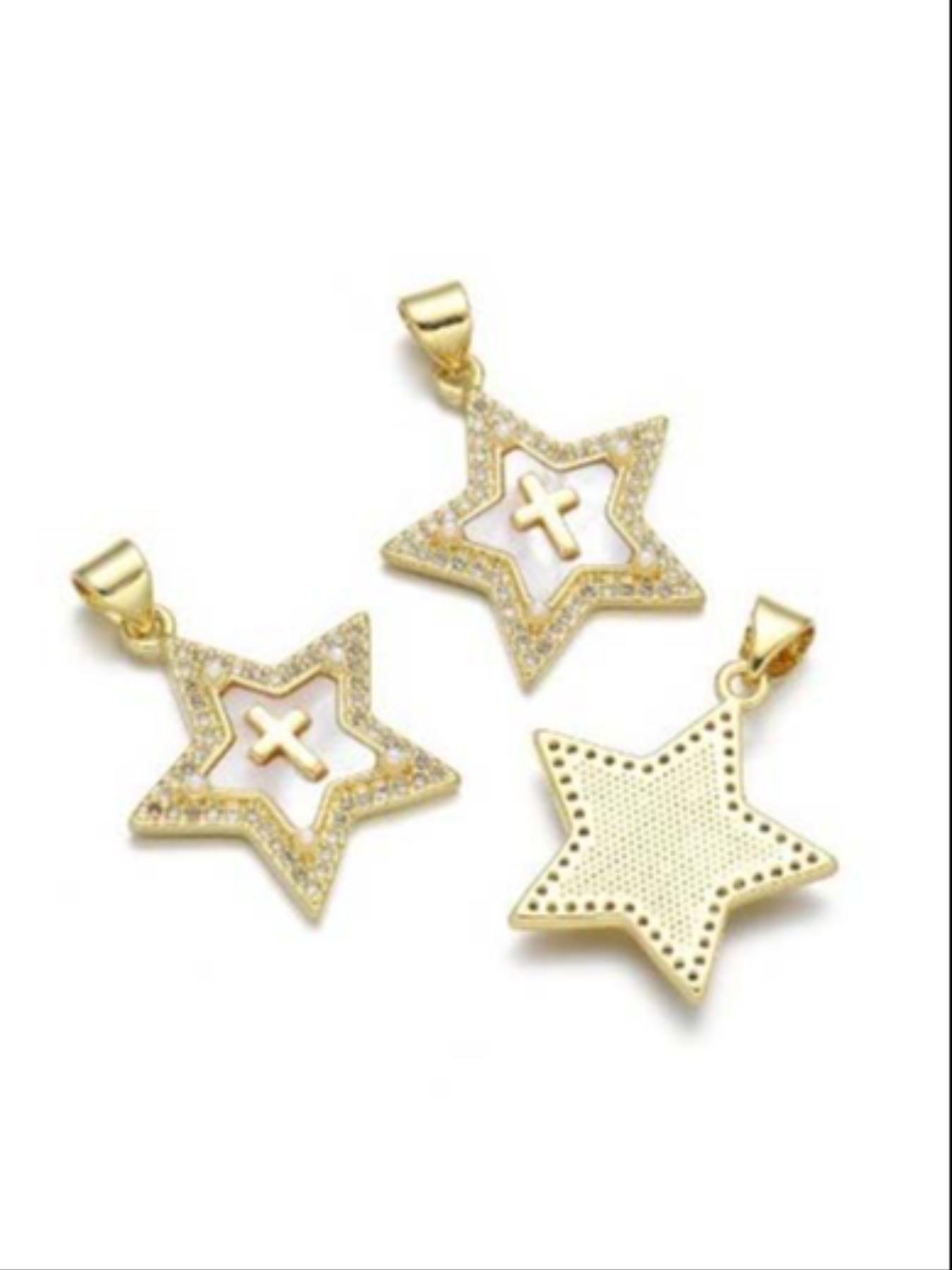 Rectangular Five-Pointed Star Necklace, Cross Necklace, Elegant Fashion Accessory for Summer, Inspirational Jewelry, Versatile for Casual and Perfect Gift, Jewelry Gifts