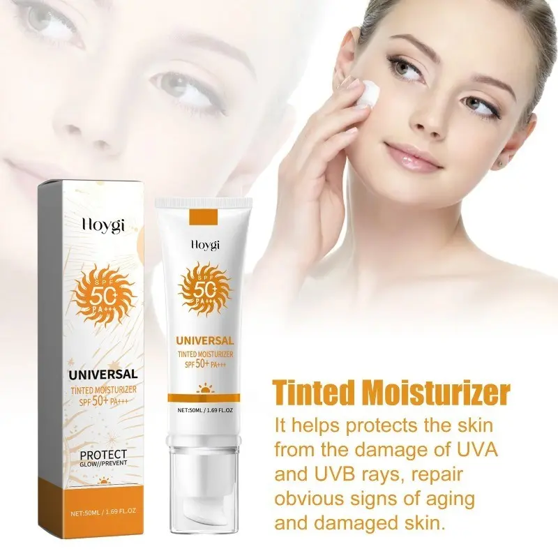 All in One Daily Spf50 Sunscreen Brightening Radiant Foundation Cream Cover Anti UV Face Moisturizer Isolation Bleaching Sunscreen Lotion 50ml