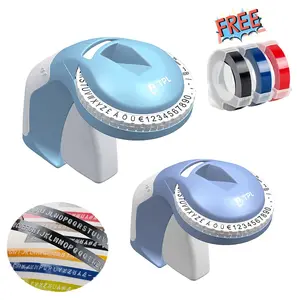 Manual embossing label maker, 3D portable embossing label printer, handheld embossing label printer with 3 rolls of embossing tape, suitable for office, home organization, and DIY. Label printer with embossing and 3D manual typewriter, no power required.
